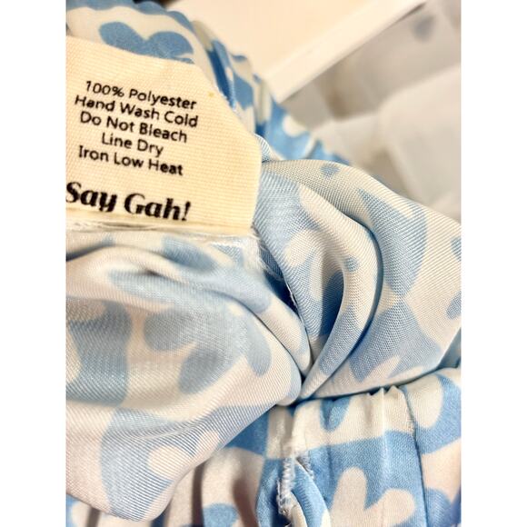 Lisa Says Gah Bailey Button Down Shirt & Wide Leg Pants Sleepwear Set Blue XS - Picture 8 of 8